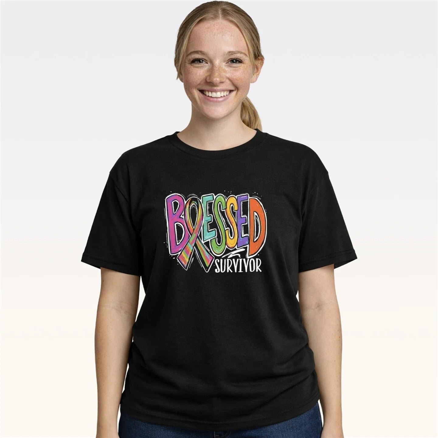 Southern Couture Soft Blessed Cancer Survivor Black - Adult & Kids T-Shirts, Sweatshirts & Hoodies apparel design preview 2