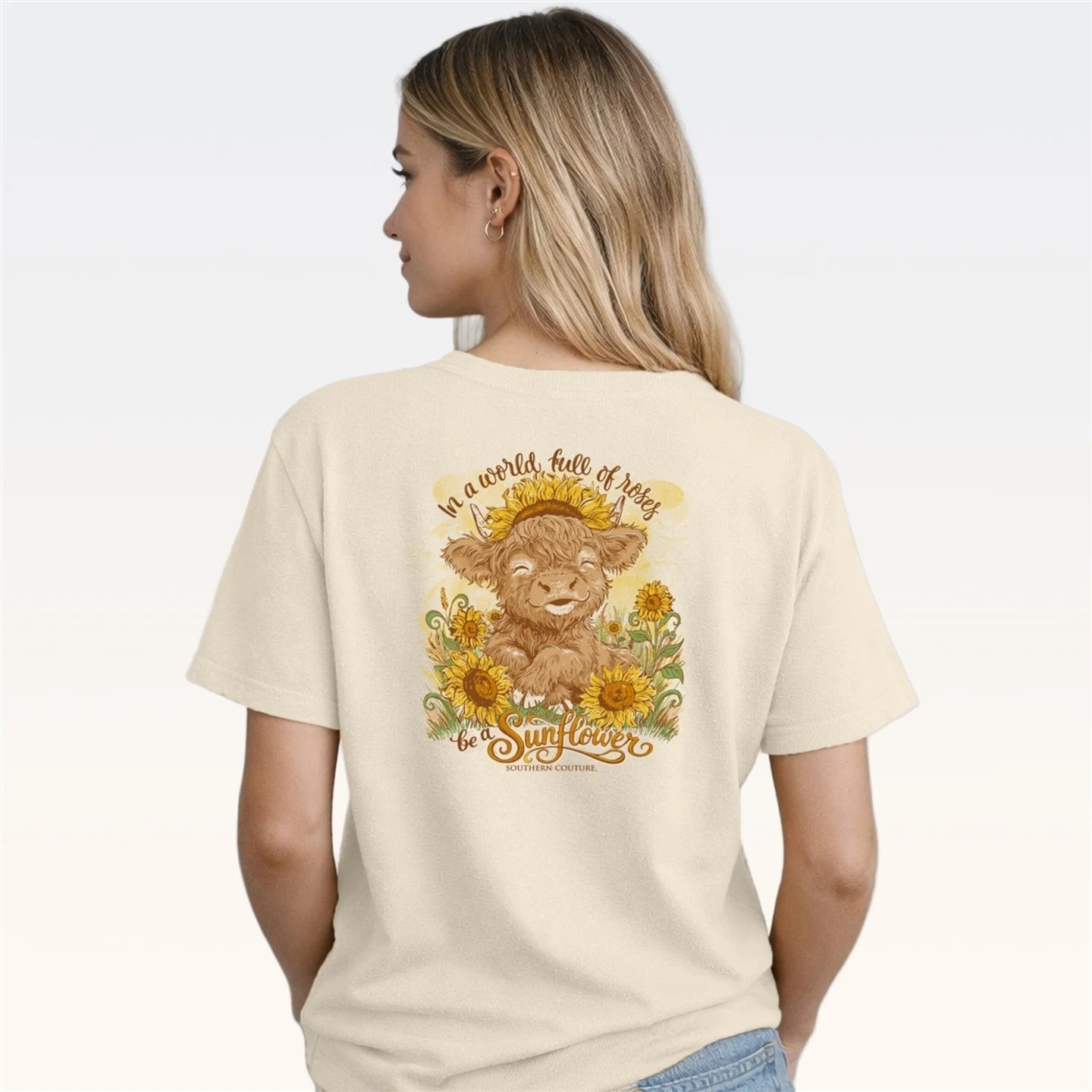 Southern Couture Classic Be A Sunflower Cow - Adult & Kids T-Shirts, Sweatshirts & Hoodies apparel design preview 2