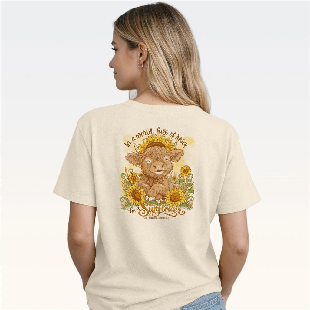 Southern Couture Classic Be A Sunflower Cow - Adult & Kids T-Shirts, Sweatshirts & Hoodies apparel design preview 2