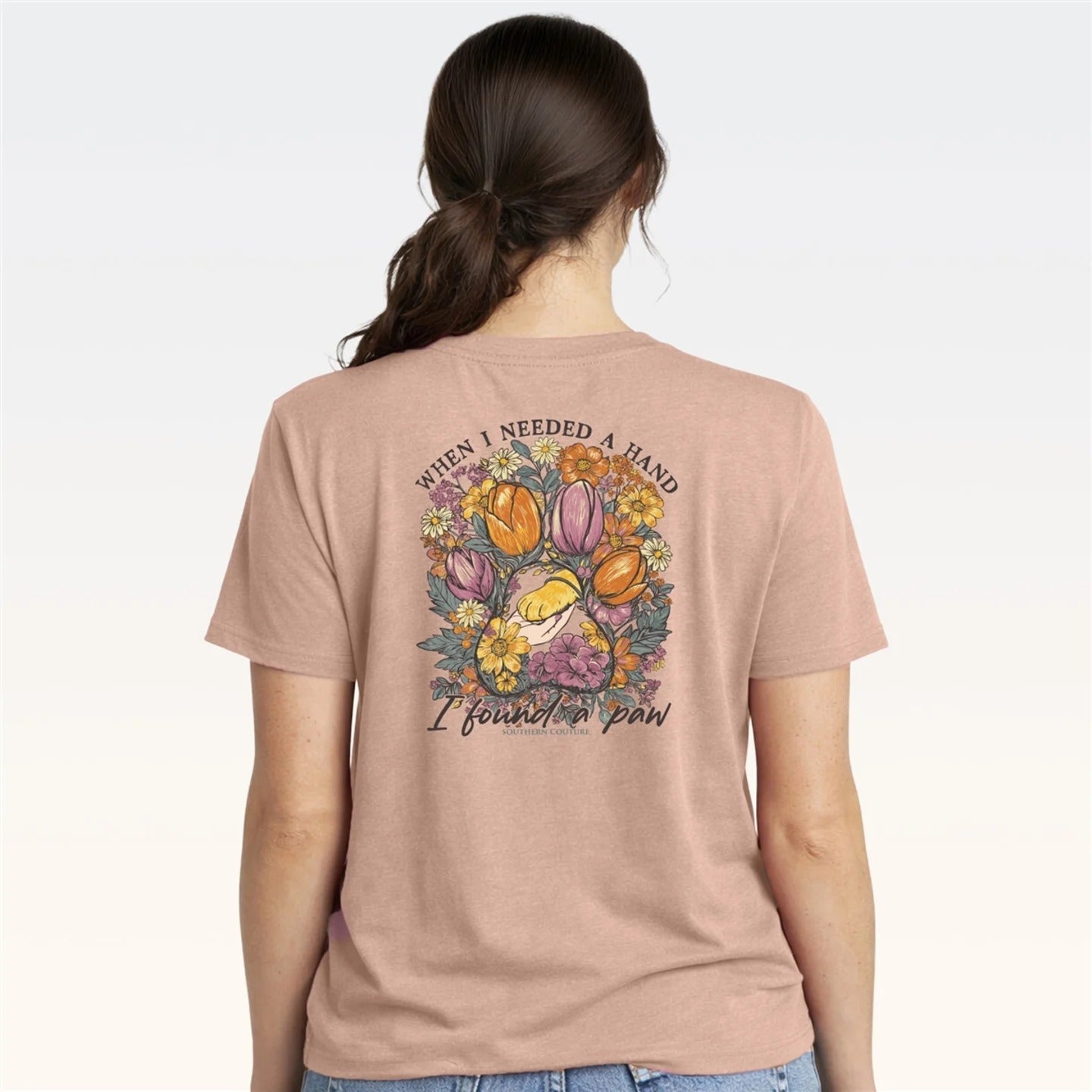Southern Couture Classic I Found A Paw Dusty Rose - Adult & Kids T-Shirts, Sweatshirts & Hoodies apparel design preview 2