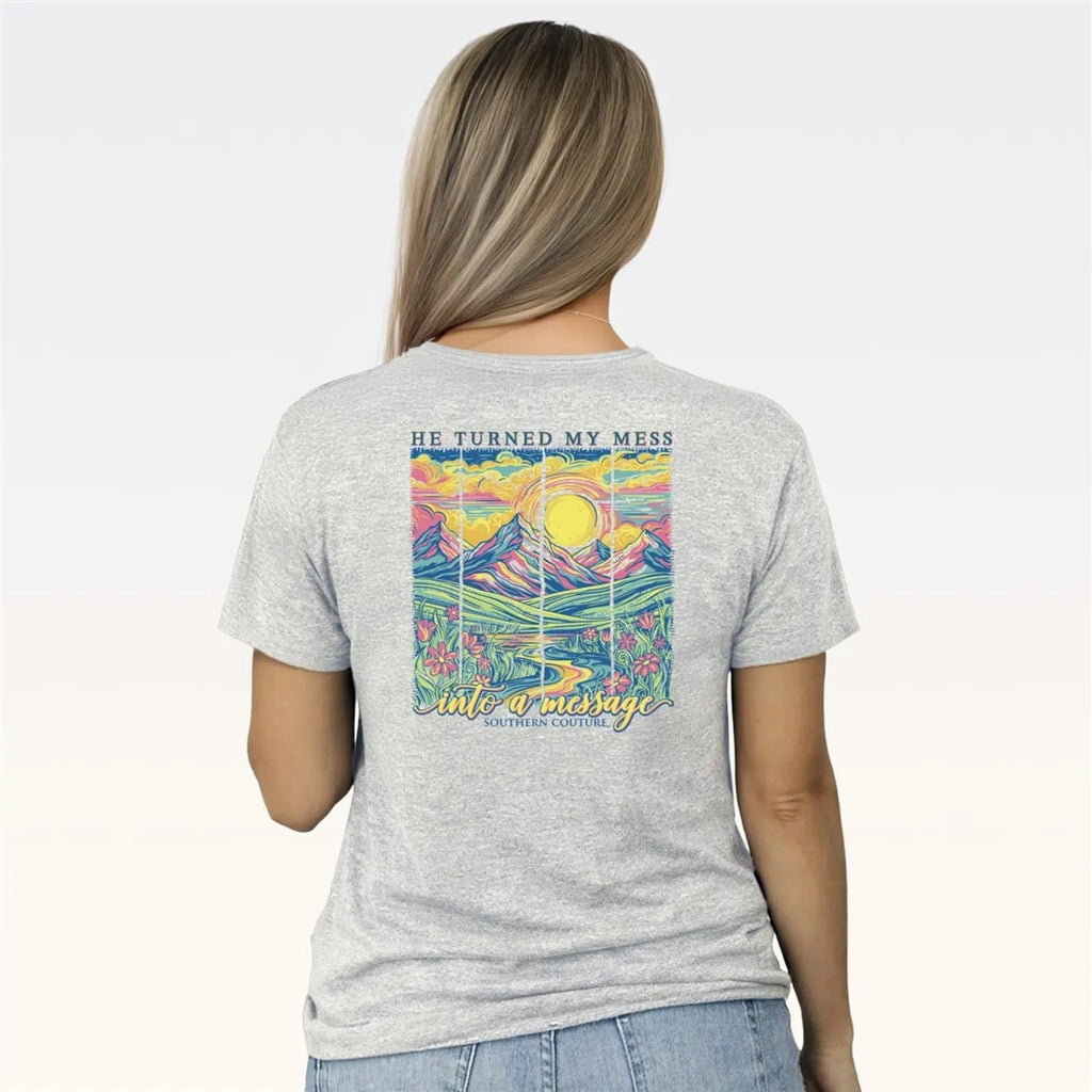 Southern Couture Classic He Turned My Mess Ash Grey - Adult & Kids T-Shirts, Sweatshirts & Hoodies apparel design preview 2