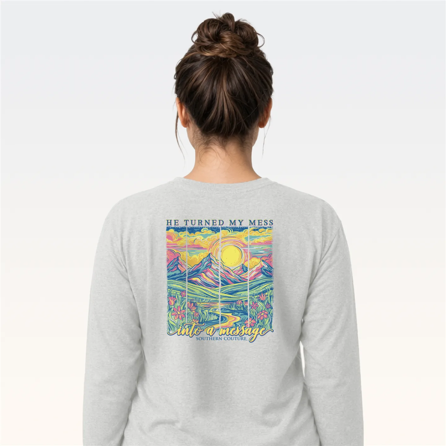 Southern Couture Classic He Turned My Mess - Adult & Kids T-Shirts, Sweatshirts & Hoodies apparel design preview 2