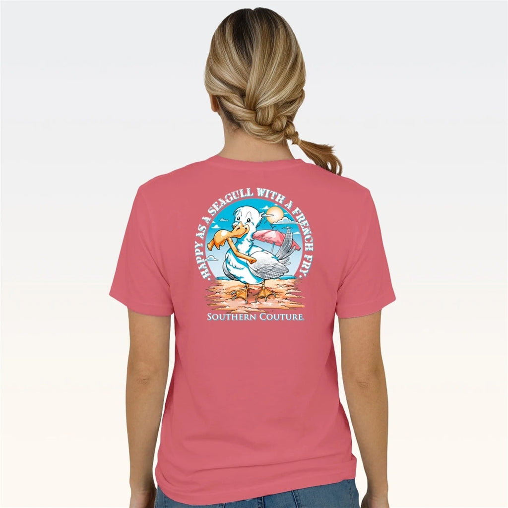 Southern Couture Classic Happy As A Seagull Coral - Adult & Kids T-Shirts, Sweatshirts & Hoodies apparel design preview 2