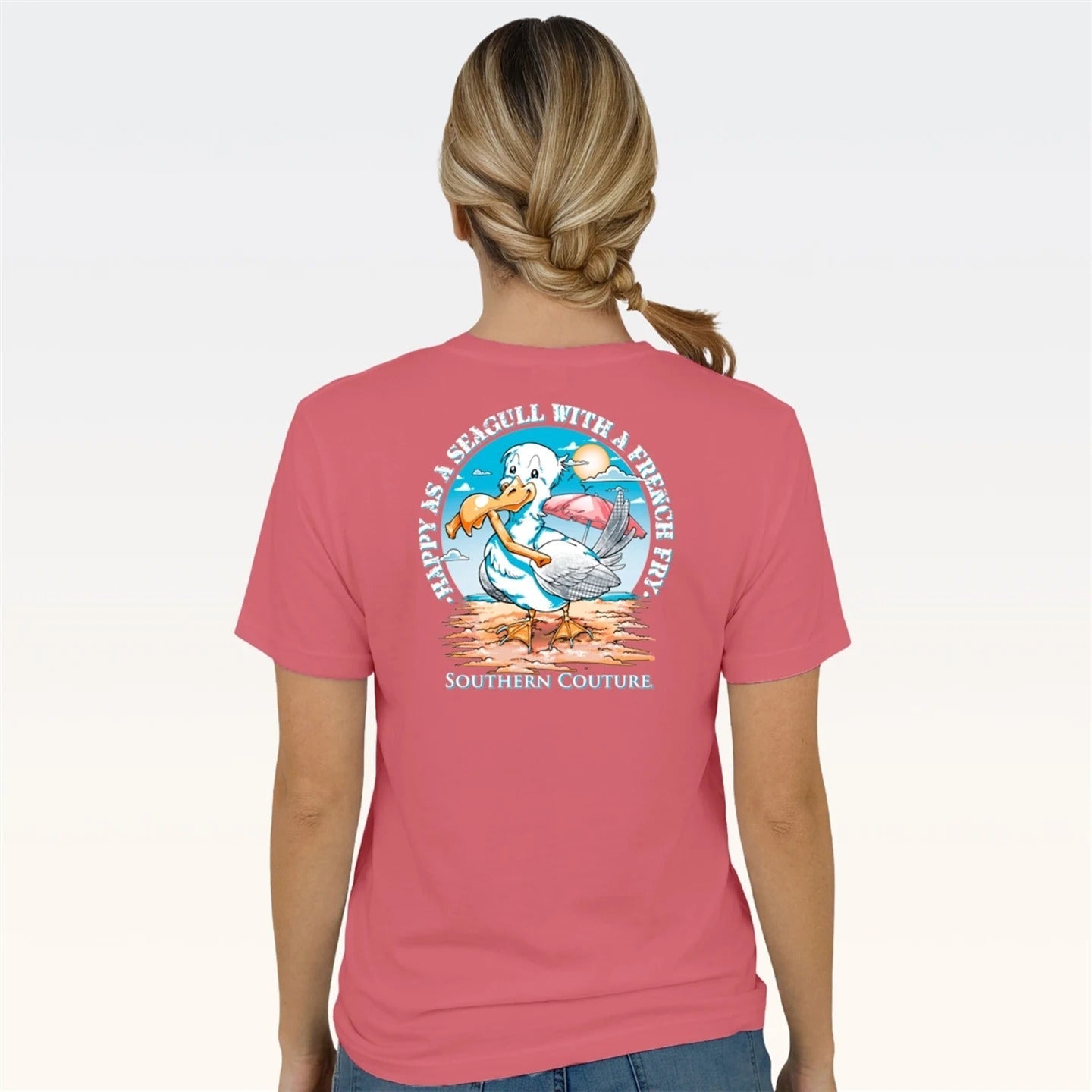 Southern Couture Classic Happy As A Seagull Coral - Adult & Kids T-Shirts, Sweatshirts & Hoodies apparel design preview 2