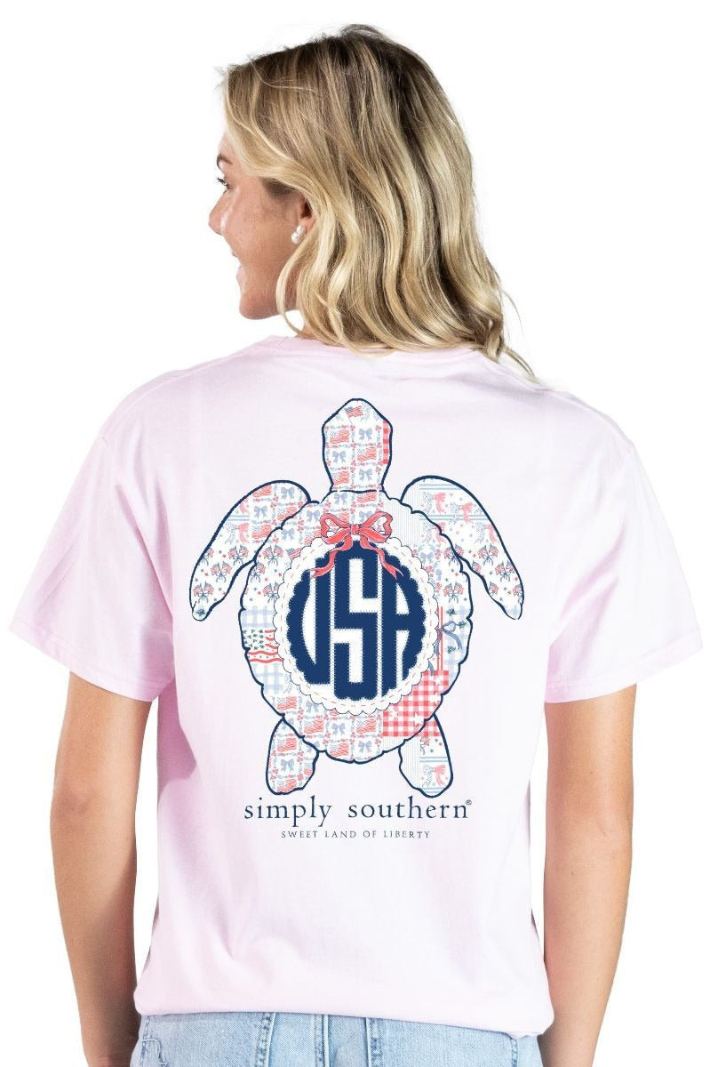 Simply Southern USA Turtle Peony - Adult & Kids T-Shirts, Sweatshirts & Hoodies apparel design preview 2