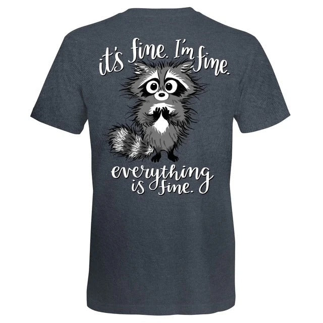 Southern Attitude I'm Fine Raccoon - Adult & Kids T-Shirts, Sweatshirts & Hoodies apparel design preview 2