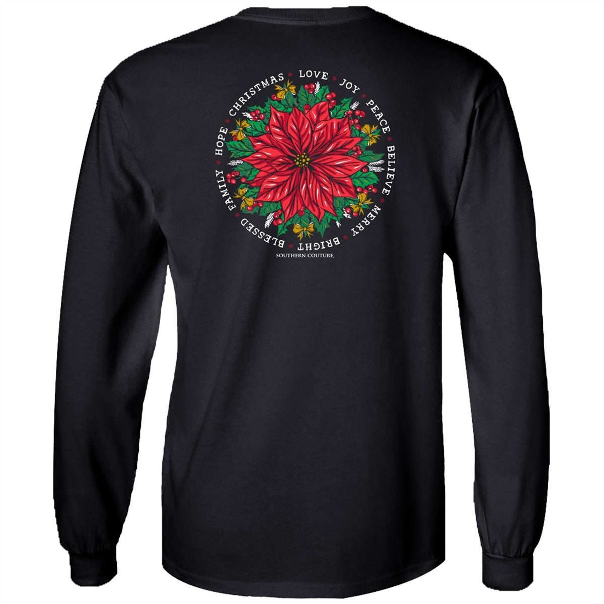 Southern Couture Classic Christmas Poinsettia Holiday - Adult & Kids T-Shirts, Sweatshirts & Hoodies apparel design preview 2