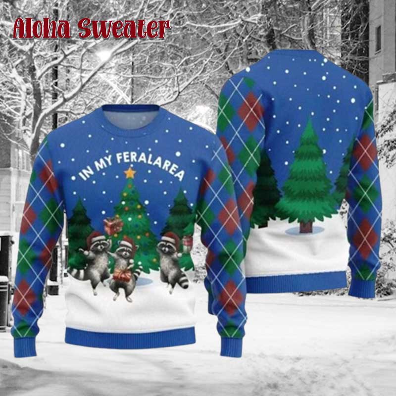 Racoon Funny Trashing Snow Ugly Christmas Sweater product image 5