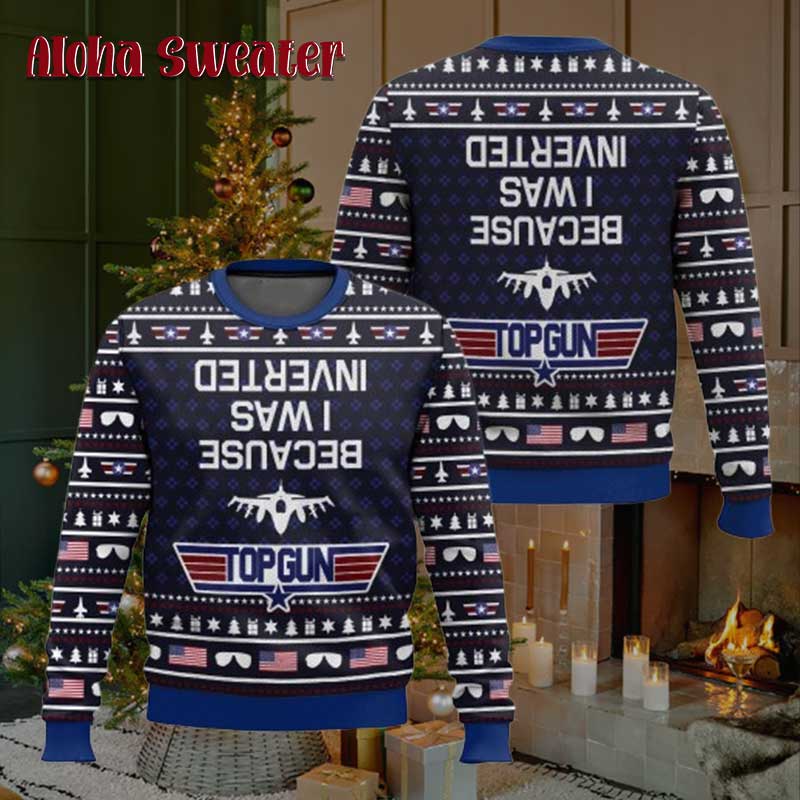 Because I Was Inverted Top Gun Ugly Christmas Sweater product image 2