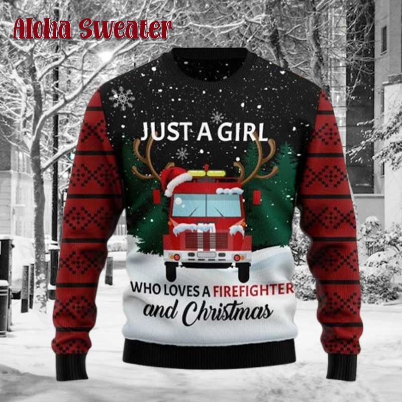 Merry Firemas Firefighter Rescue Hero Ugly Christmas Sweater product image 3