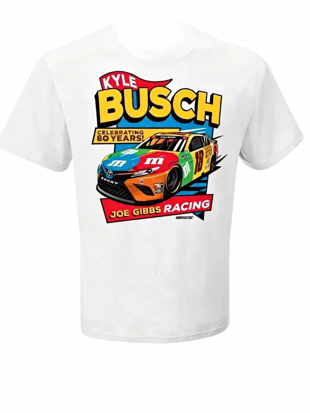 Kyle Busch Men's #18 M&M's Darlington 80th Anniversary Licensed NASCAR T-Shirt - T-Shirt, Sweatshirt, Hoodie