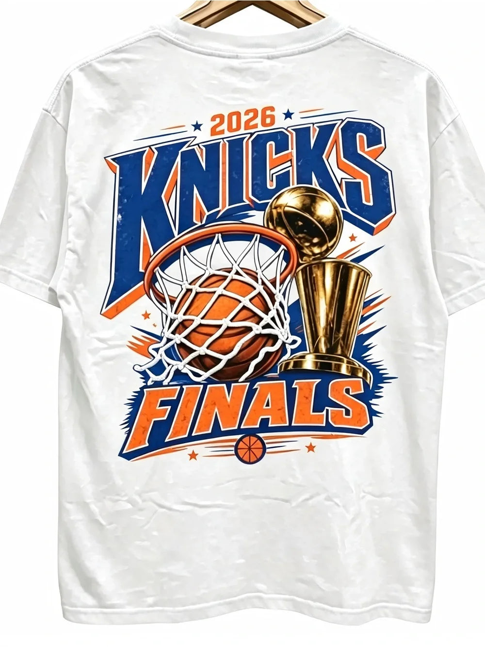 Knicks Finals 2026 White Womens Mens T-shirt Unisex with White & Blue Graphics - T-Shirt, Sweatshirt, Hoodie