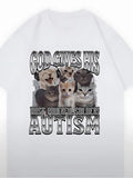 God Gives His Most Powerful Soldiers Autism Cat T-Shirt Graphic Tee Y2K Style - T-Shirt, Sweatshirt, Hoodie