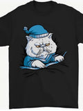 A Cat In Bed Under the Duvet Women Men T-shirt Unisex Black - T-Shirt, Sweatshirt, Hoodie