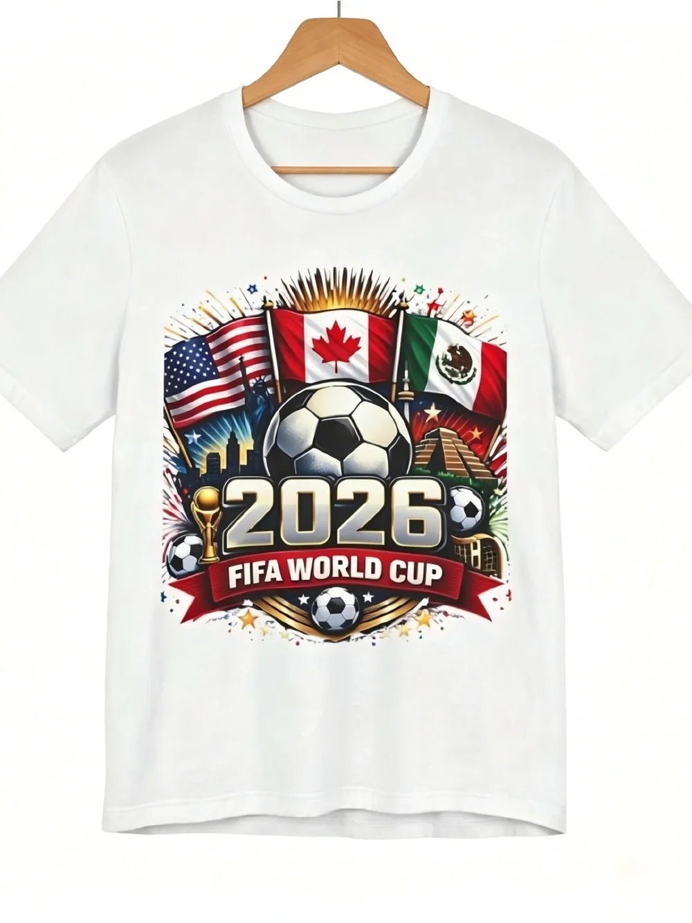 2026 FIFA World Cup Soccer Womens Mens T-shirt Unisex USA Canada Mexico Flags - T-Shirt, Sweatshirt, Hoodie