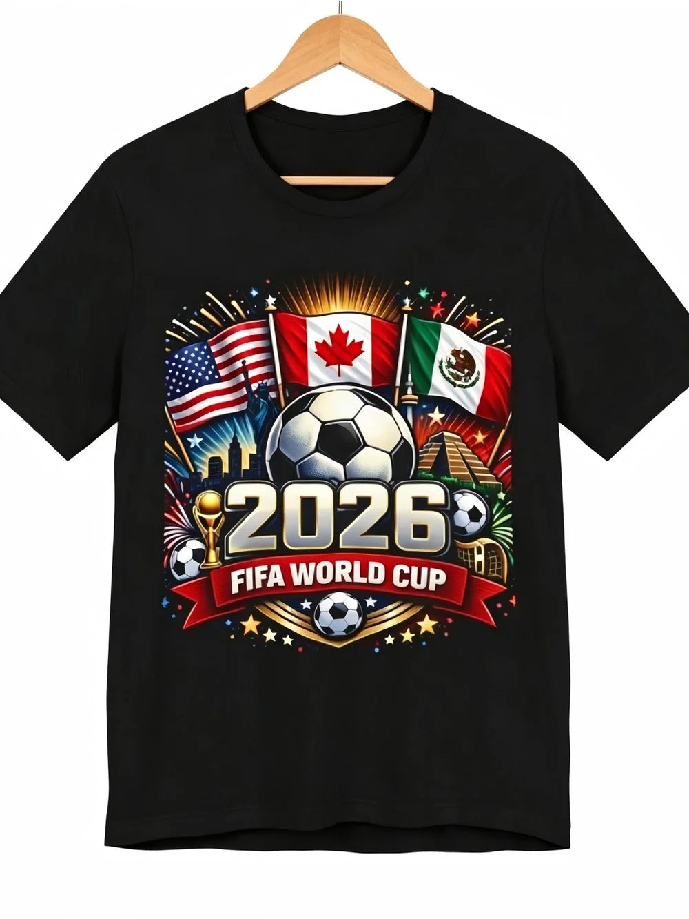 2026 FIFA World Cup Soccer Womens Mens T-shirt Unisex USA Canada Mexico Flags - T-Shirt, Sweatshirt, Hoodie