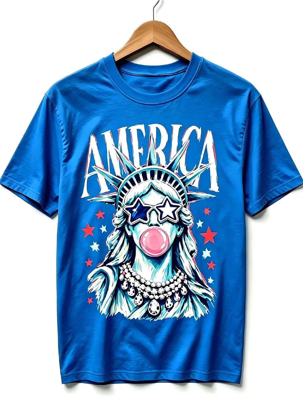 America Statue of Liberty Blowing Bubble Gum Graphics Womens Mens T-shirt Unisex - T-Shirt, Sweatshirt, Hoodie