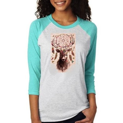 Country Life Vintage Feather Deer Dream Raglan - Adult & Kids T-Shirts, Sweatshirts & Hoodies apparel design preview 1