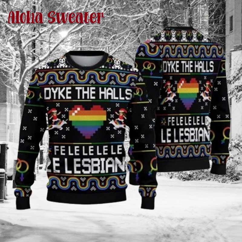 Lgbt Rainbow Holiday Pattern Gay Ugly Christmas Sweater product image 3