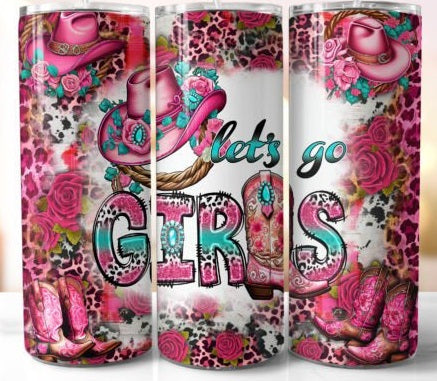 Lets Go Girls Pink Leopard Print 20 oz Skinny Tumbler - Adult & Kids T-Shirts, Sweatshirts & Hoodies apparel design preview 1