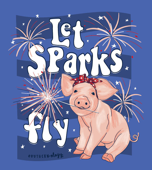 Southernology Let Sparks Fly USA Pig Comfort Colors - Adult & Kids T-Shirts, Sweatshirts & Hoodies apparel design preview 2