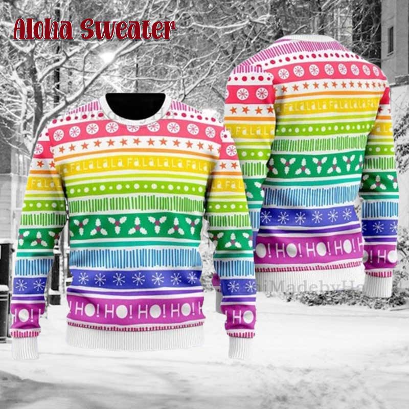 Lgbt Rainbow Holiday Pattern Gay Ugly Christmas Sweater product image