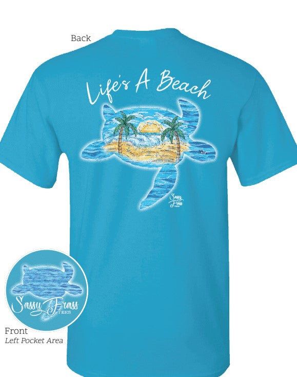 Sassy Frass Life's a Beach Turtle - Adult & Kids T-Shirts, Sweatshirts & Hoodies apparel design preview 2