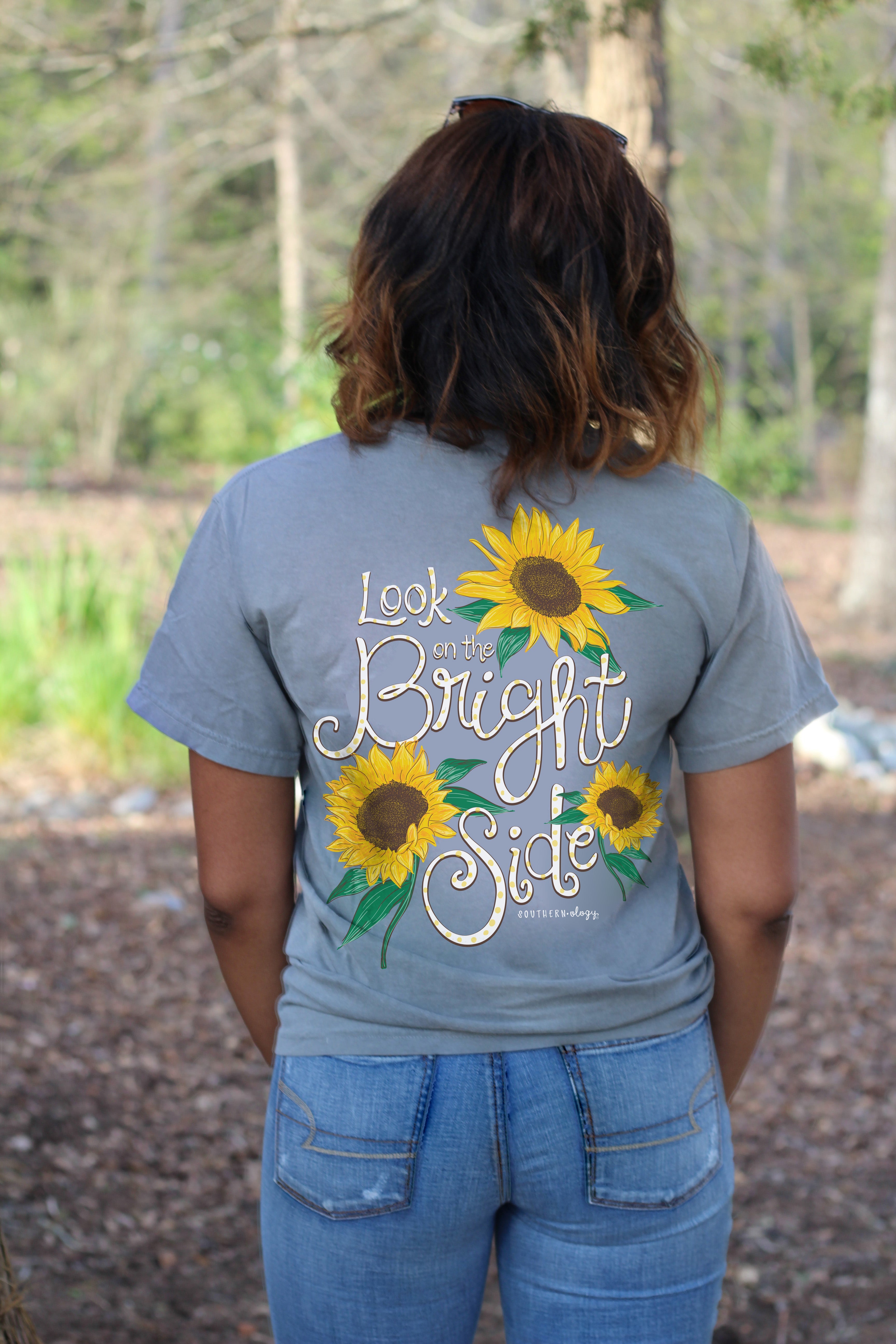 Southernology Bright Side Sunflower Grey Comfort - Adult & Kids T-Shirts, Sweatshirts & Hoodies apparel design preview 2