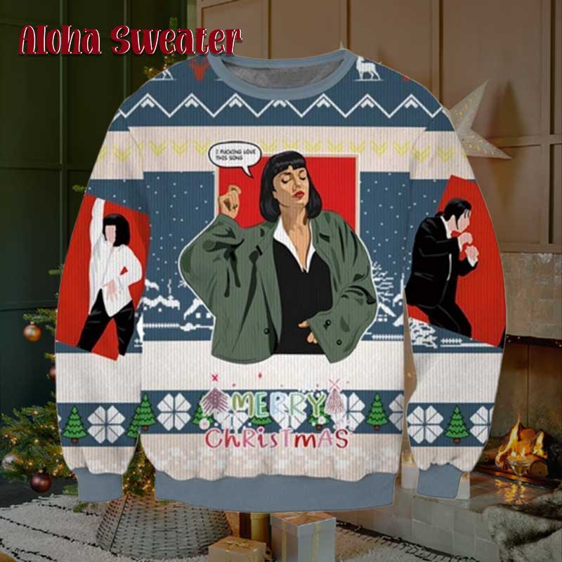 Merry Xmas Again Pulp Fiction Ugly Christmas Sweater product image 3