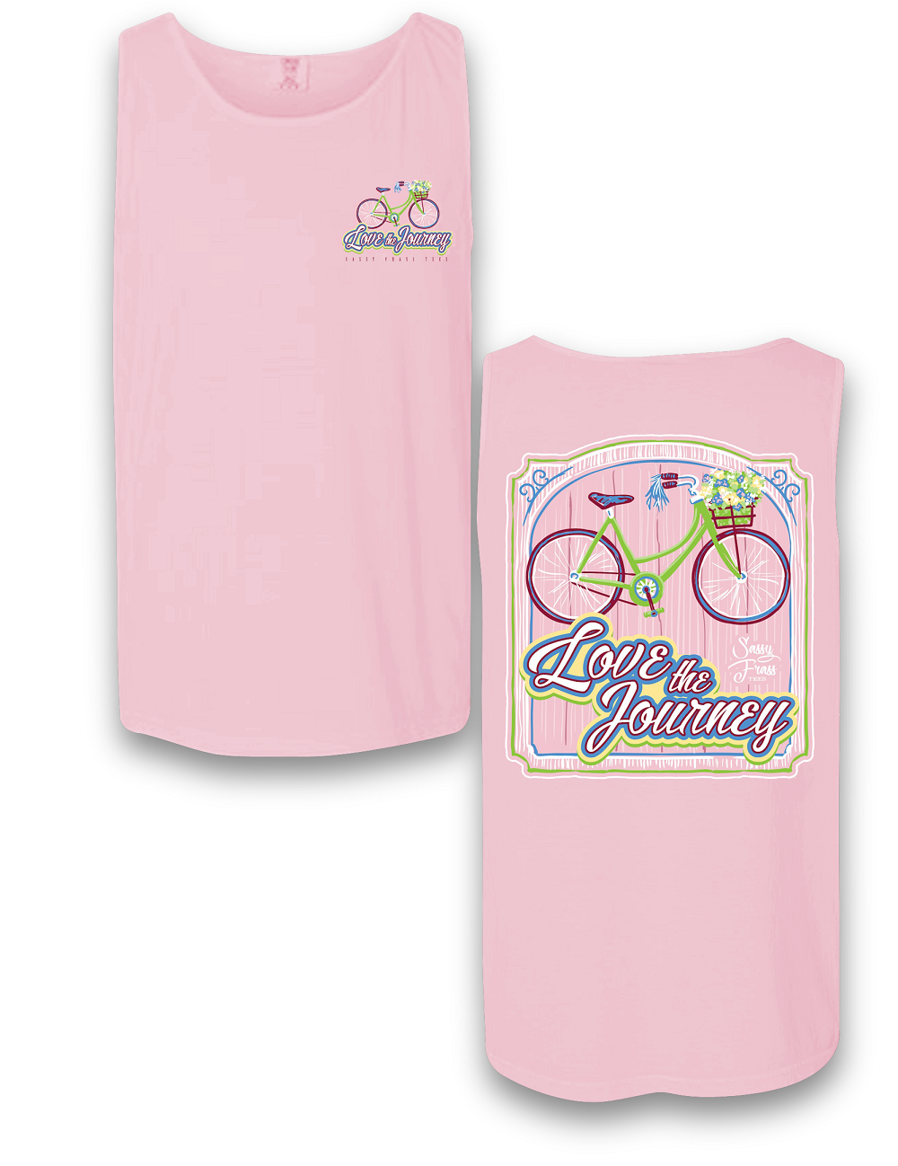 Sassy Frass Love the Journey Bicycle Comfort Colors - Adult & Kids T-Shirts, Sweatshirts & Hoodies apparel design preview 2