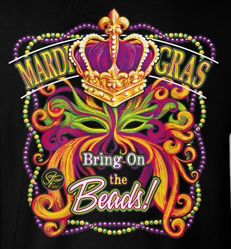 Sassy Frass Mardi Gras Bring on the Beads Mask Crown - Adult & Kids T-Shirts, Sweatshirts & Hoodies apparel design preview 1