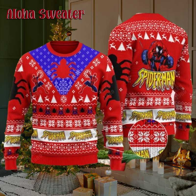 Spider Man Swing Into Christmas Ugly Christmas Sweater product image 5
