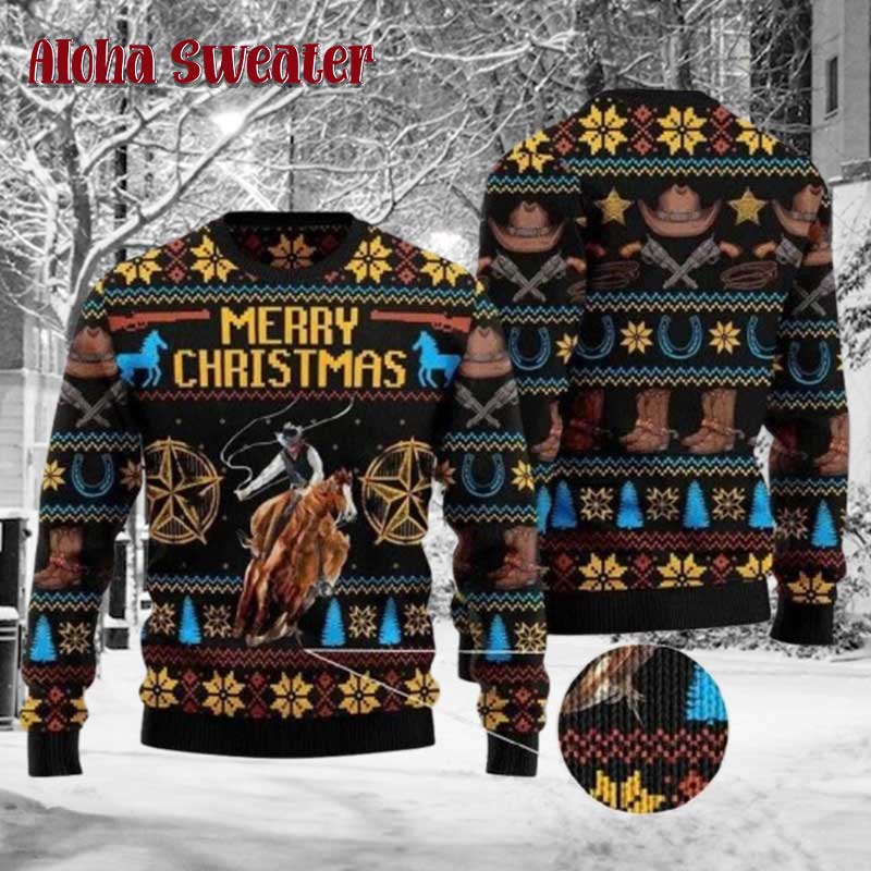 Rodeo Western Cowboy Ugly Christmas Sweater product image 3