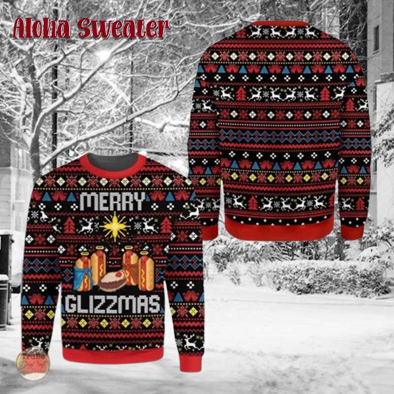 Merry Glizzmas Hot Dog Ugly Christmas Sweater product image