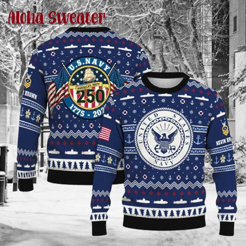 Personalized Us Army Santa Tank Ugly Christmas Sweater product image 3