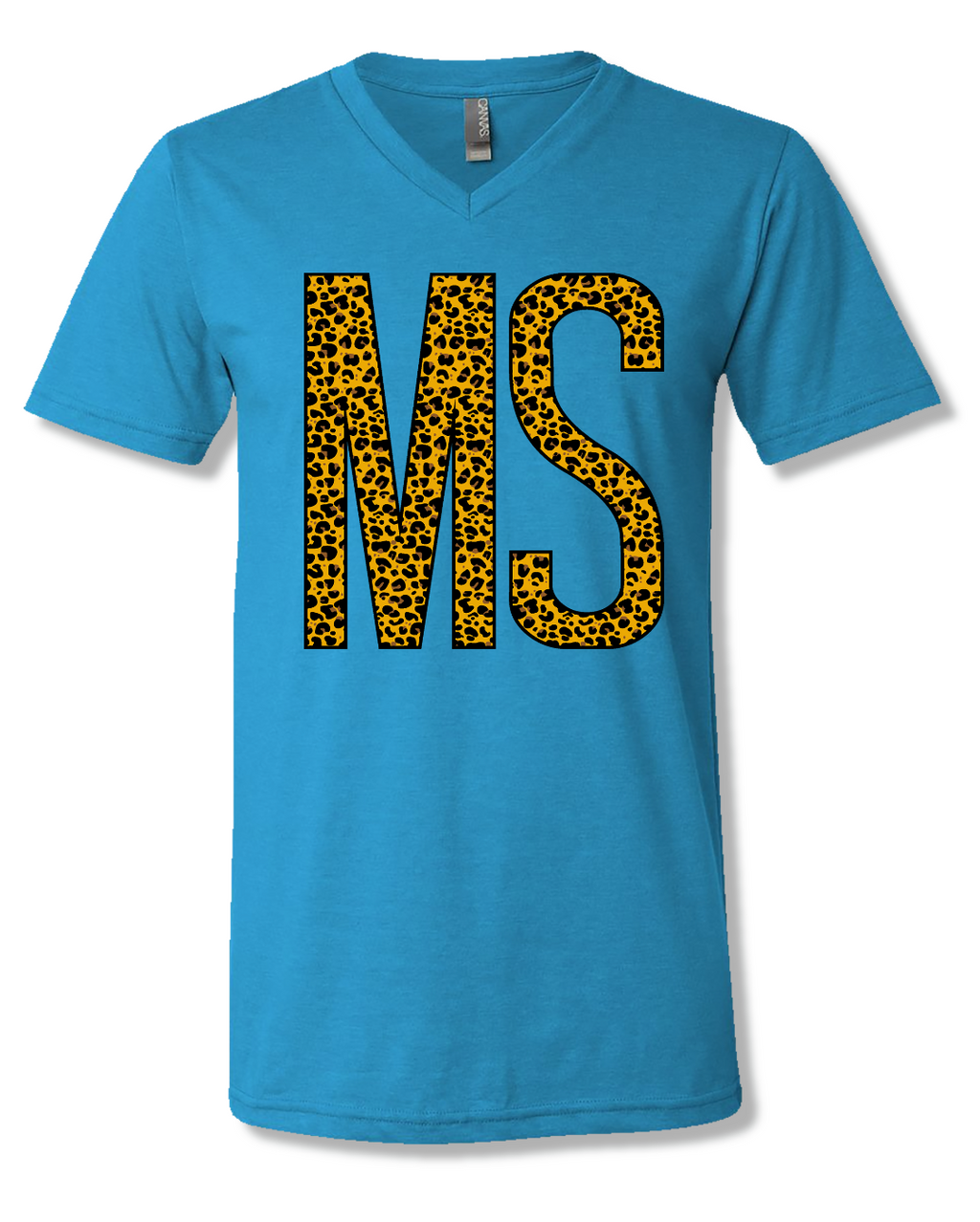 Sassy Frass Mississippi Leopard State V-Neck Canvas - Adult & Kids T-Shirts, Sweatshirts & Hoodies apparel design preview 2
