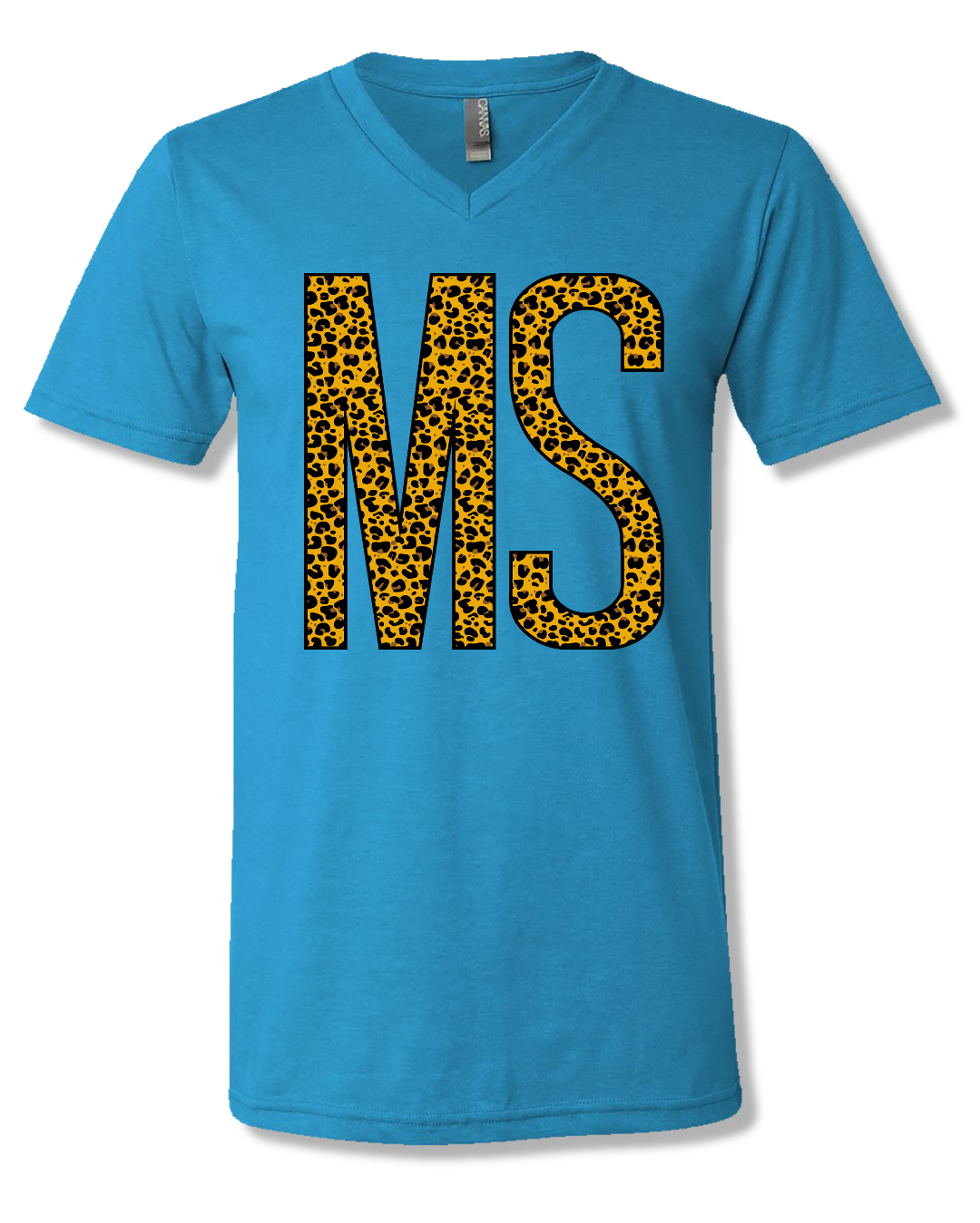 Sassy Frass Mississippi Leopard State V-Neck Canvas - Adult & Kids T-Shirts, Sweatshirts & Hoodies apparel design preview 2