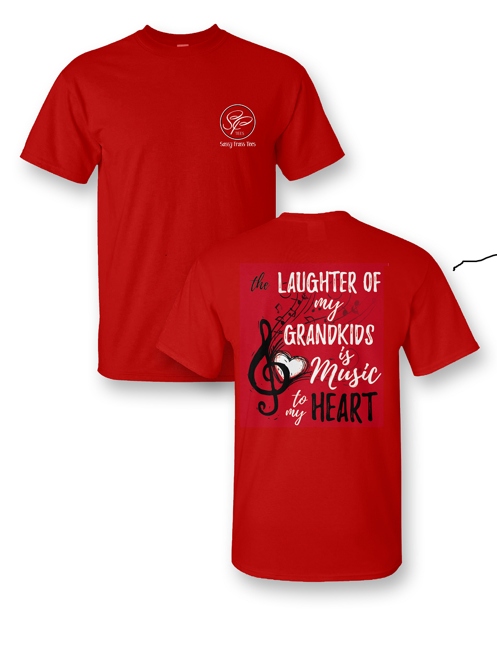 Sassy Frass Laughter of my Grandkids Music to Heart - Adult & Kids T-Shirts, Sweatshirts & Hoodies apparel design preview 2