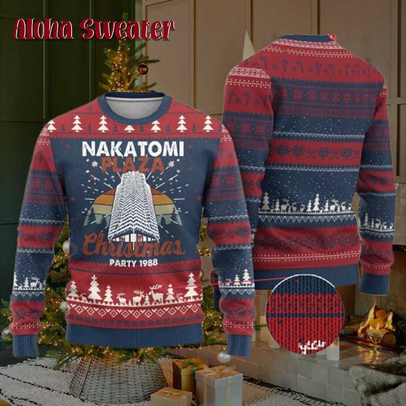 Nakatomi Plaza Die Hard Christmas Pattern Ugly Sweater product image 3