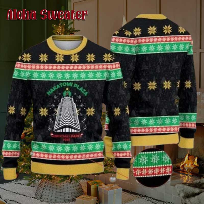 Nakatomi Plaza Die Hard Christmas Pattern Ugly Sweater product image