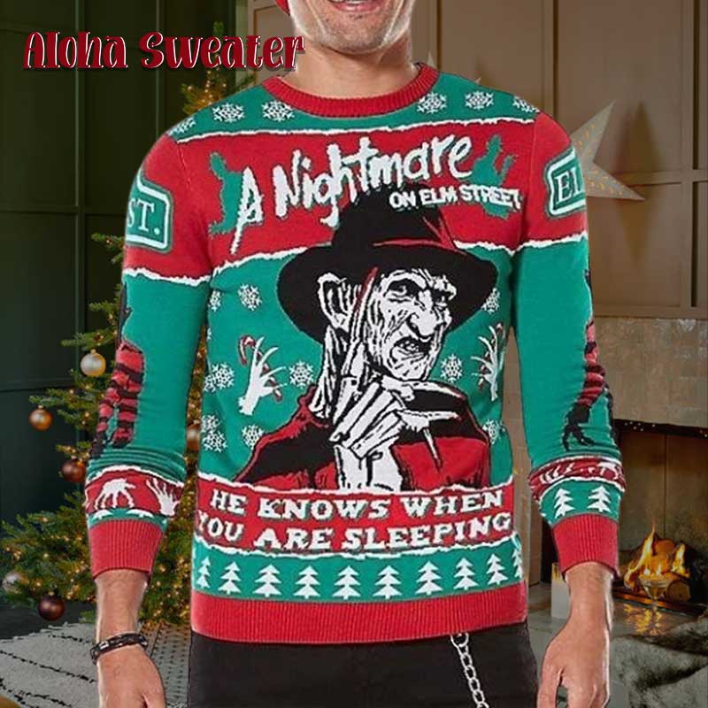 Never Stop Dreaming Freddy Krueger Ugly Christmas Sweater product image 3