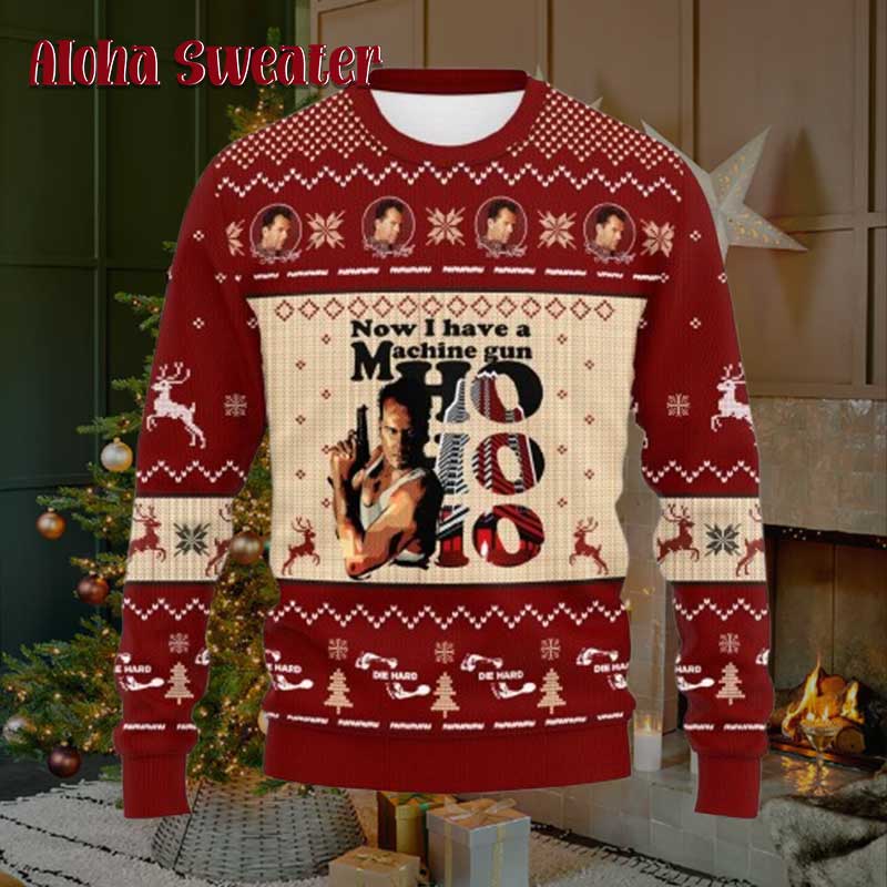 New Gun Die Hard Ho Ho Ho Ugly Sweater product image