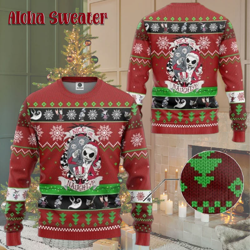 Nightmare Before Jack Candy Cane Christmas Halloween Ugly Christmas Sweater product image 3