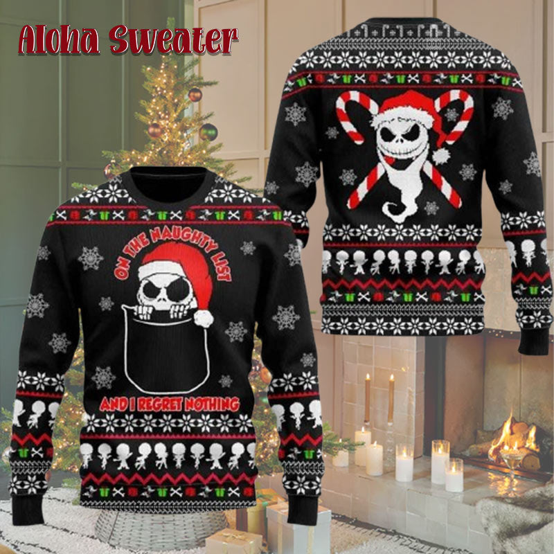 Nightmare Before Jack Candy Cane Christmas Halloween Ugly Christmas Sweater product image