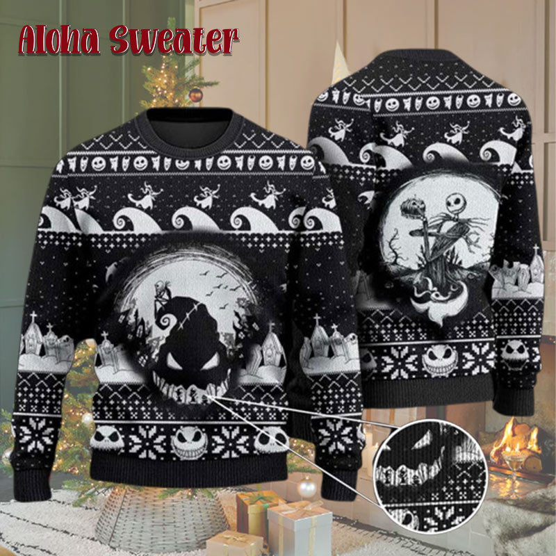 Nightmare Before Jack Candy Cane Christmas Halloween Ugly Christmas Sweater product image 2
