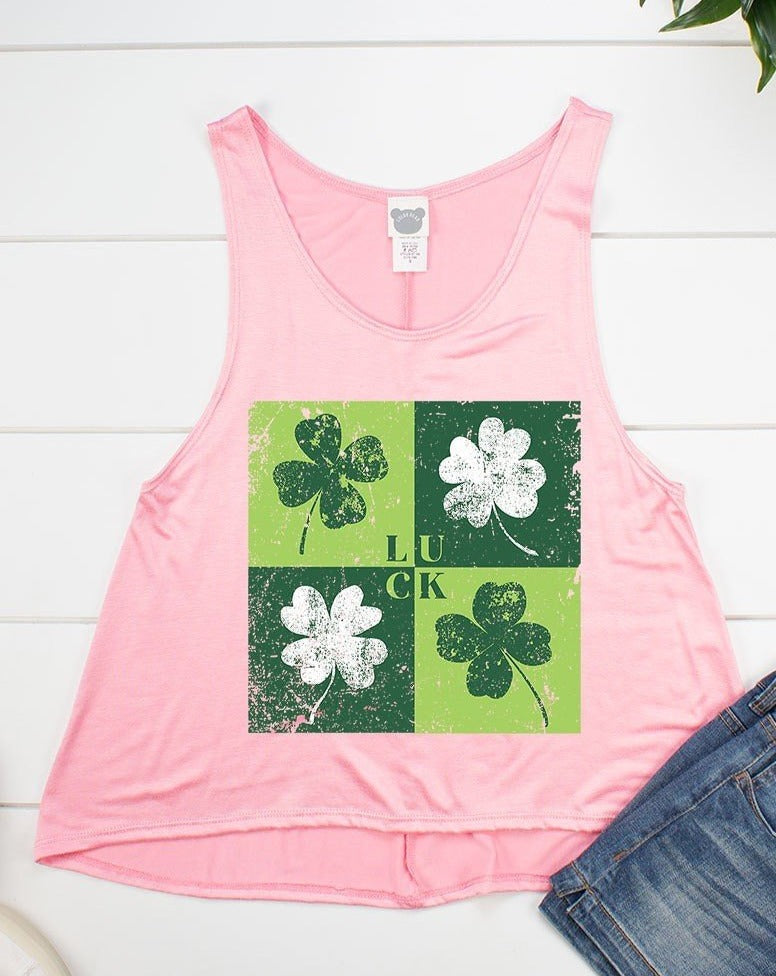 Shamrock Irish Luck Clovers Front Print Tank Top - Adult & Kids T-Shirts, Sweatshirts & Hoodies apparel design preview 1