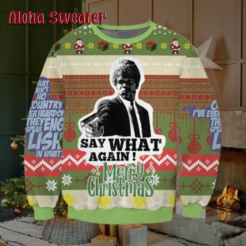 Pulp Fiction Say What Again Jules Ugly Christmas Sweater product image