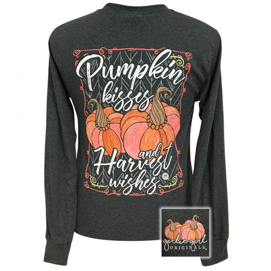 Girlie Girl Preppy Pumpkin Kisses - Adult & Kids T-Shirts, Sweatshirts & Hoodies apparel design preview 2