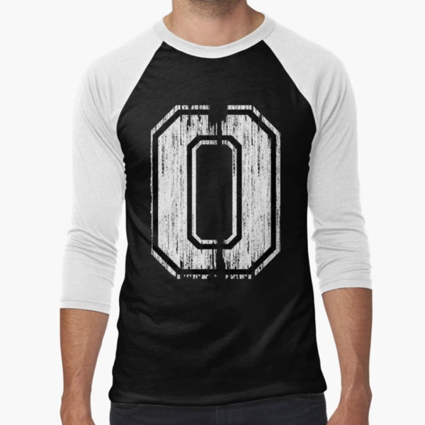 White Distressed Sports Number 0 T-Shirt - Casual Everyday Wear Men Women - T-Shirt, Sweatshirt, Hoodie