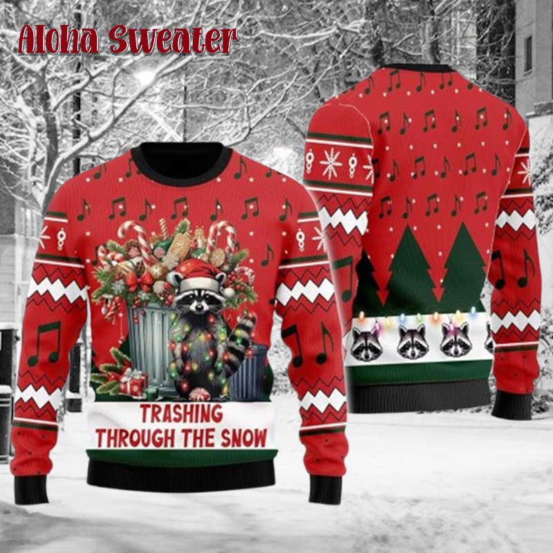 Trashy Christmas Racoon Ugly Christmas Sweater product image 5